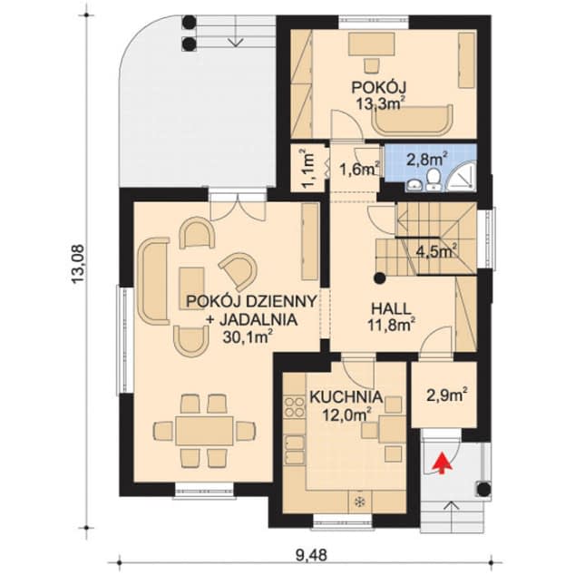 Rzut projektu APS 039 - Parter