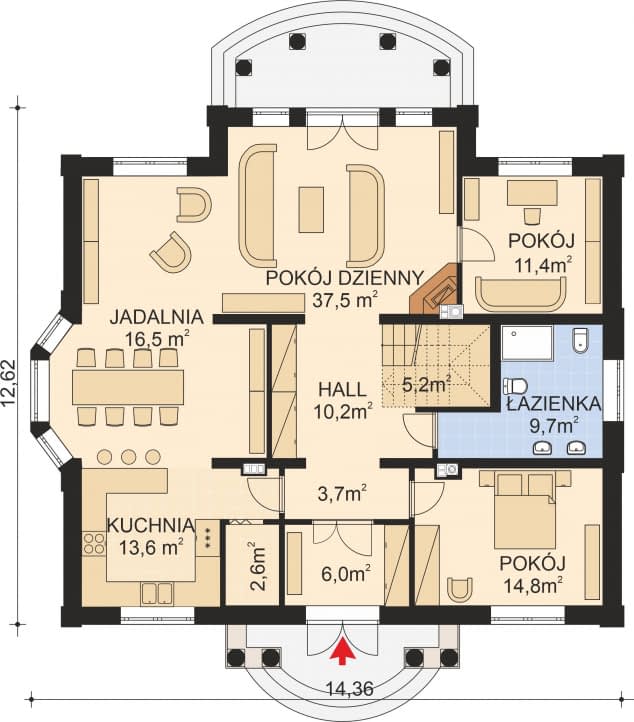 Rzut projektu APS 022 - Parter