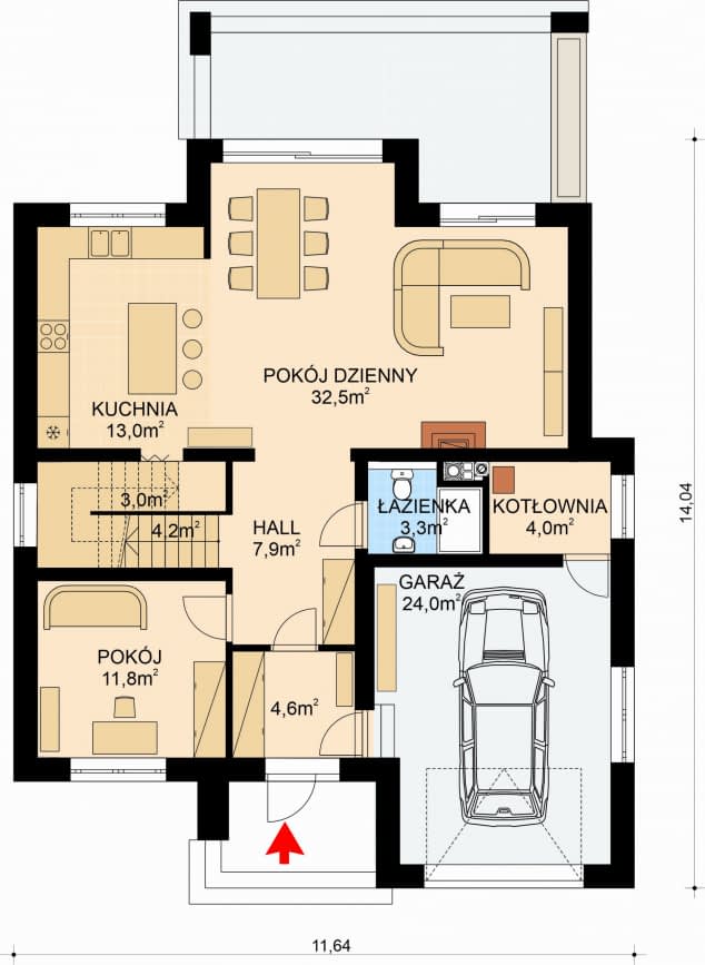 Rzut projektu APS 164 NEW - Parter