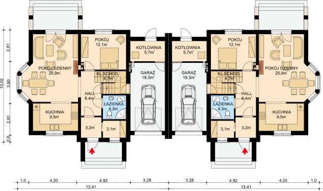 Rzut projektu APS 194 - Parter