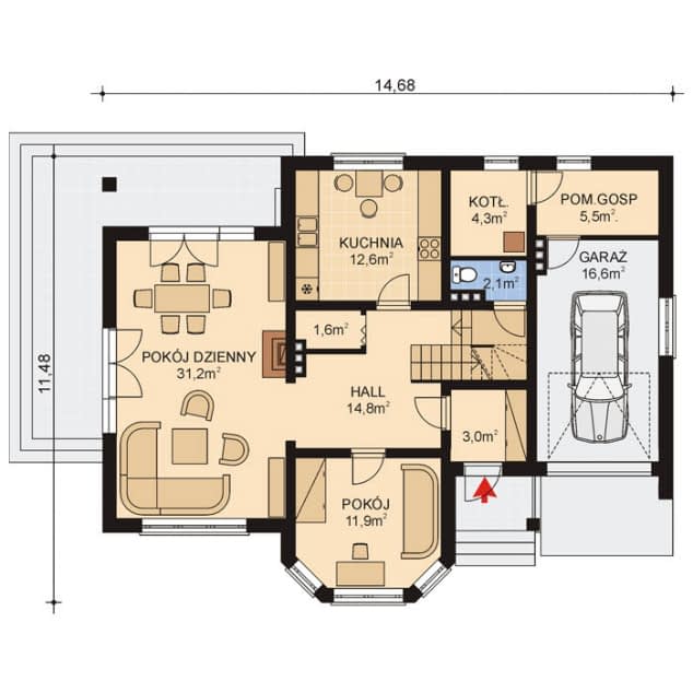 Rzut projektu APS 043 - Parter