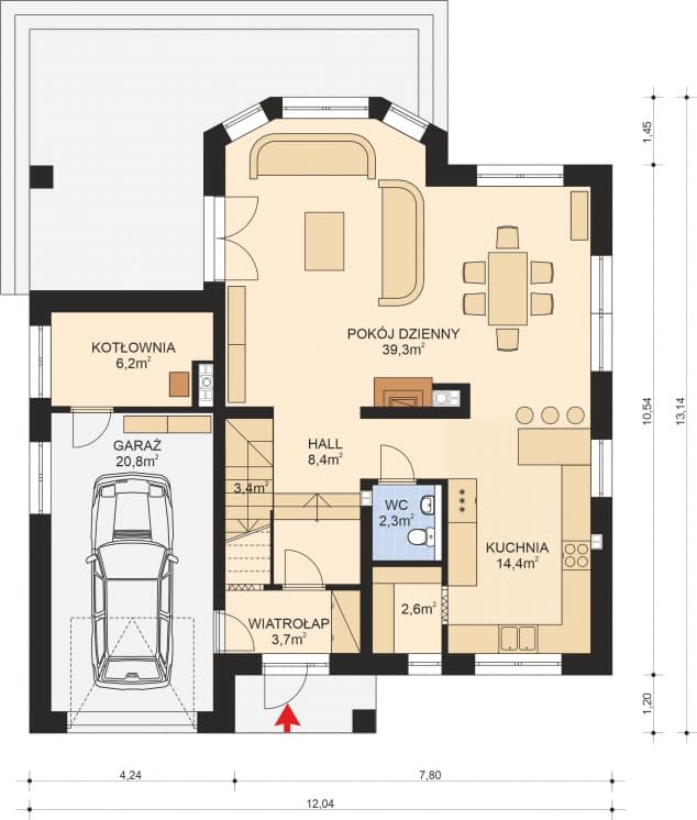 Rzut projektu APS 040 - Parter