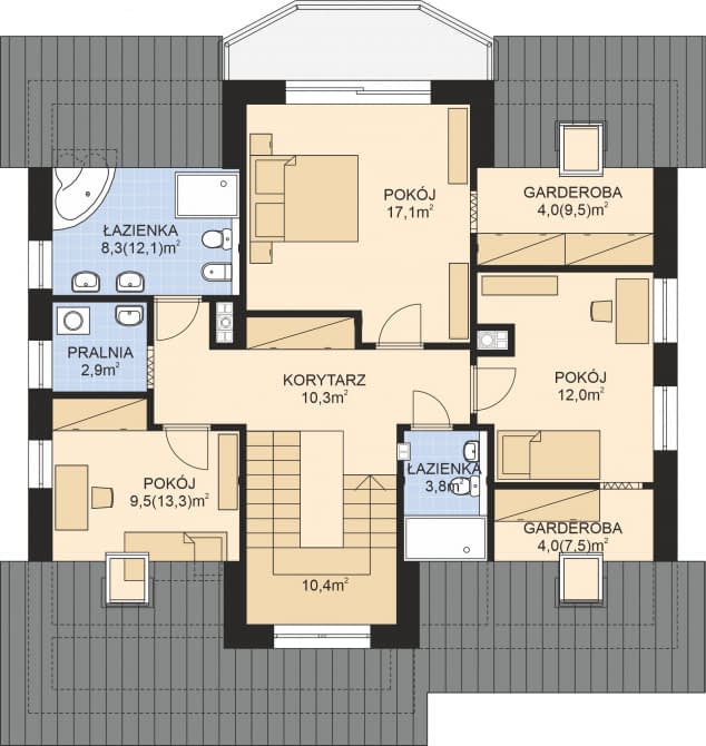 Rzut projektu APS 040 - Poddasze
