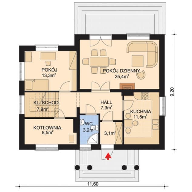 Rzut projektu APS 037 - Parter