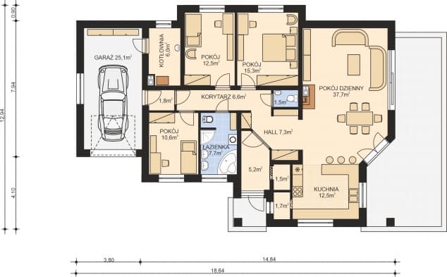 Rzut projektu APS 030 - Parter