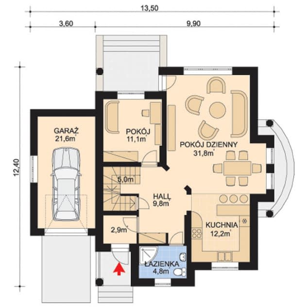 Rzut projektu APS 010 + P - Parter