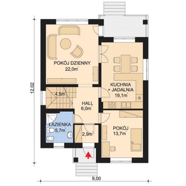 Rzut projektu APS 007 - Parter