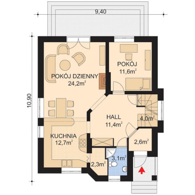 Rzut projektu APS 005 - Parter