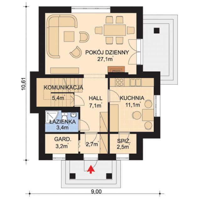 Rzut projektu APS 001 - Parter