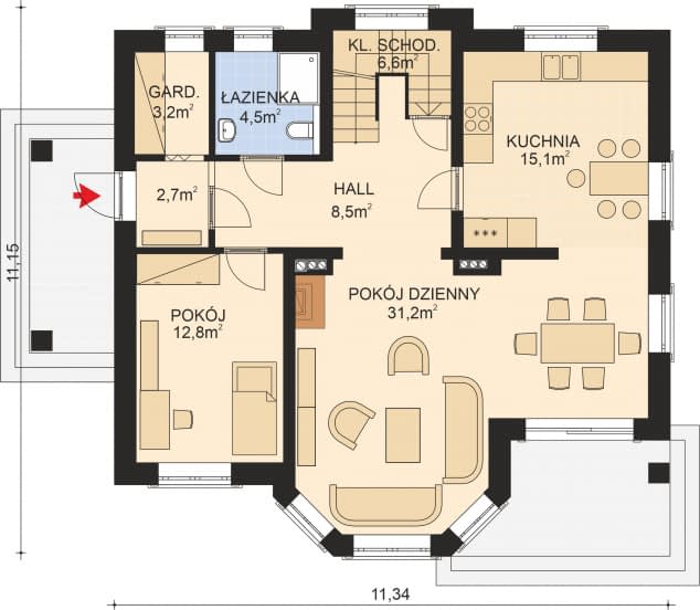 Rzut projektu APS 013 - Parter