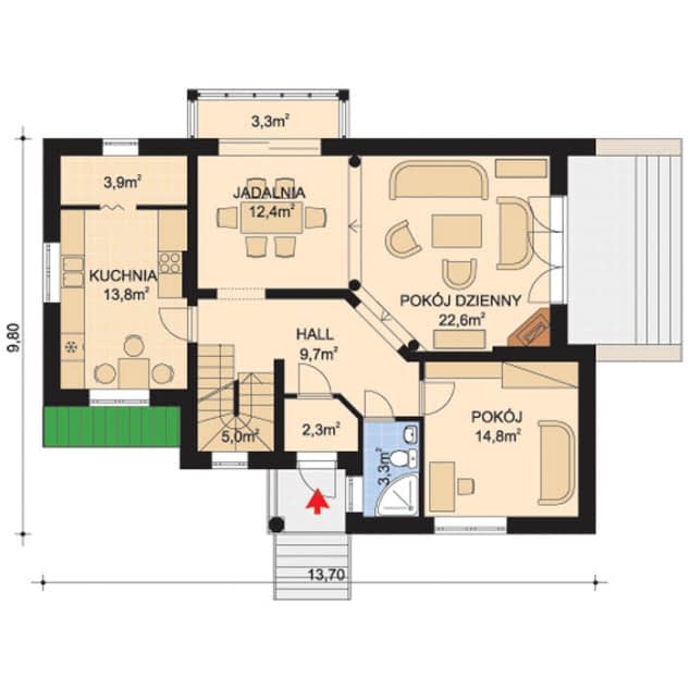 Rzut projektu APS 014 - Parter