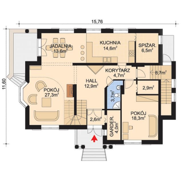 Rzut projektu APS 021 - Parter