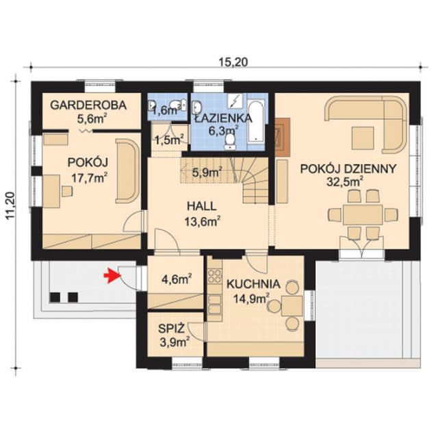 Rzut projektu APS 020 - Parter