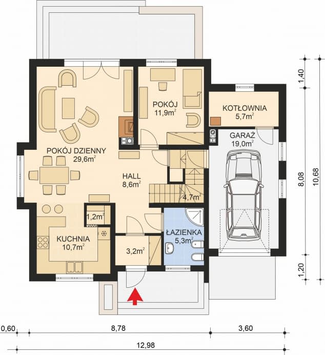 Rzut projektu APS 260 - Parter