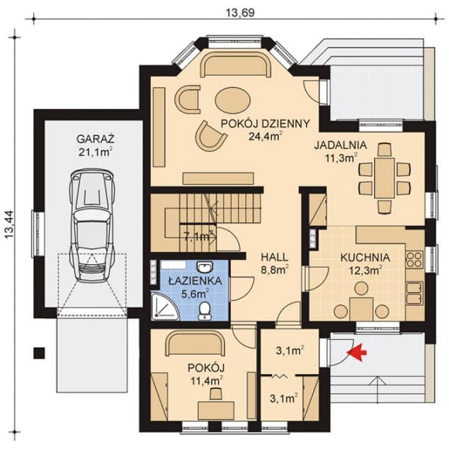 Rzut projektu APS 062 - Parter