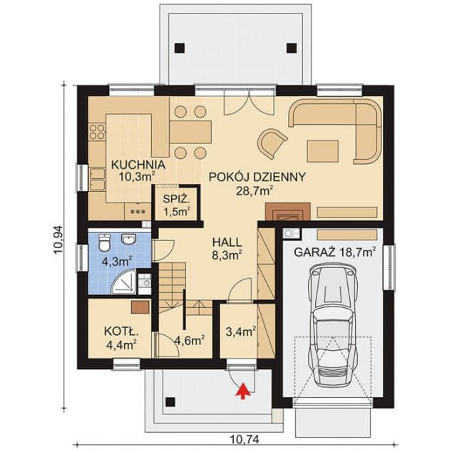 Rzut projektu APS 073 NEW - Parter