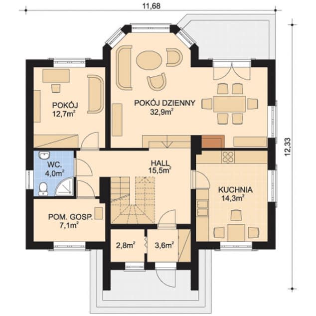 Rzut projektu APS 044 - Parter