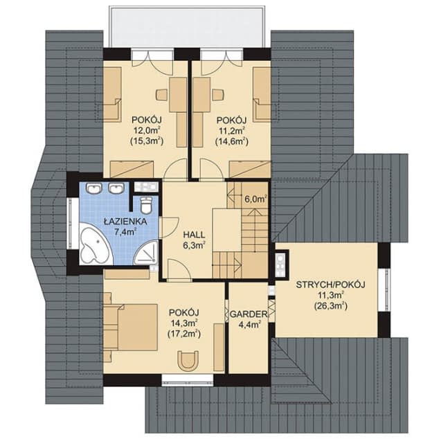Rzut projektu APS 033 NEW - Poddasze