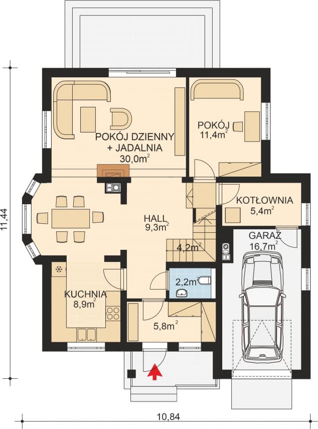 Rzut projektu APS 033 - Parter