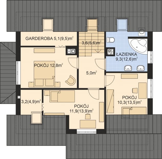 Rzut projektu APS 201 - Poddasze