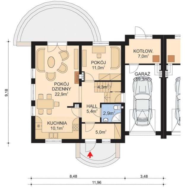 Rzut projektu APS 236 - Parter