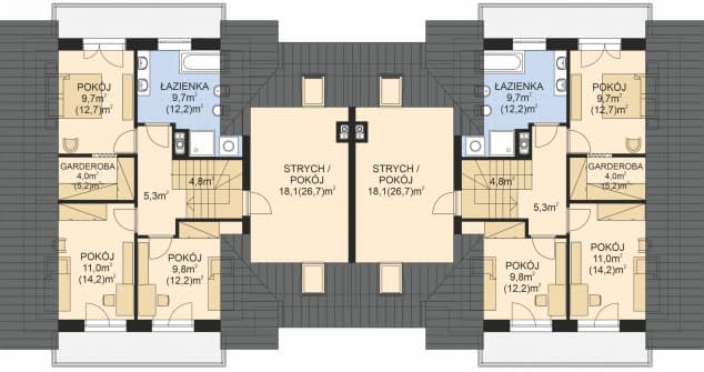 Rzut projektu APS 237 wariant 2 DWULOKALOWY - 
