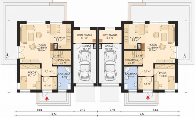 Rzut projektu APS 237 wariant 2 - Parter