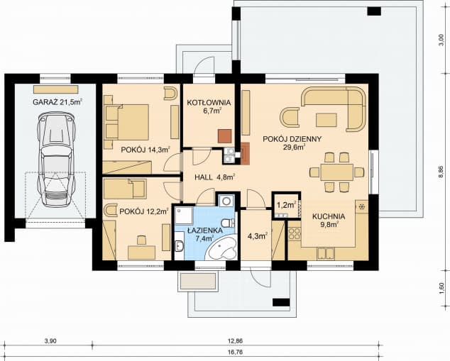 Rzut projektu APS 285 + G - Parter