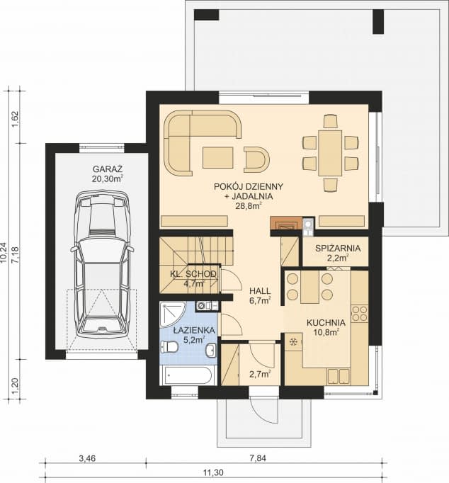 Rzut projektu APS 028 NEW - Parter