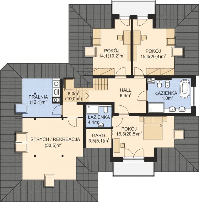 Rzut projektu APS 041 - Poddasze
