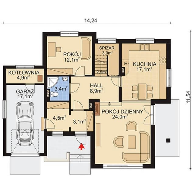 Rzut projektu APS 076 - Parter