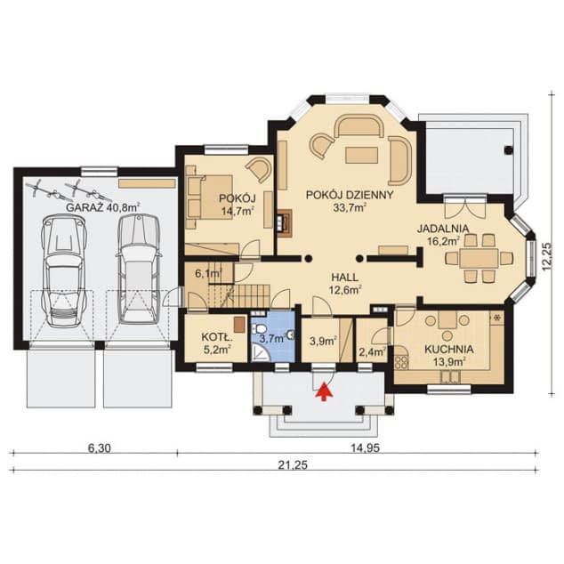 Rzut projektu APS 089 + 2G - Parter