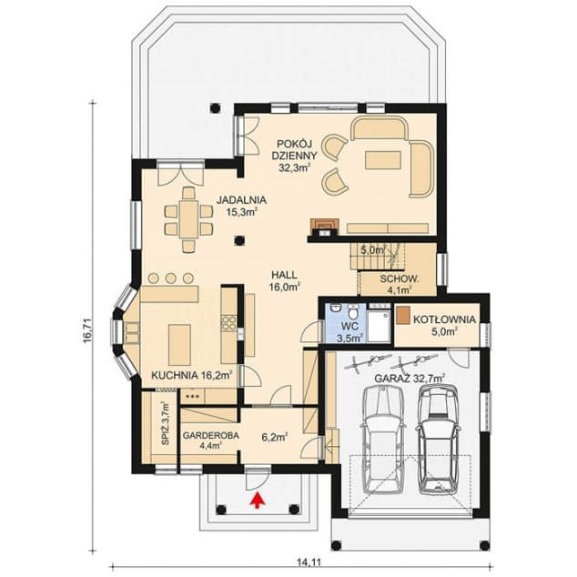 Rzut projektu APS 090 - Parter
