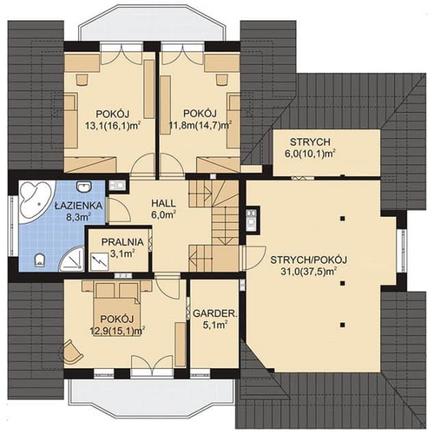 Rzut projektu APS 101 NEW - Poddasze
