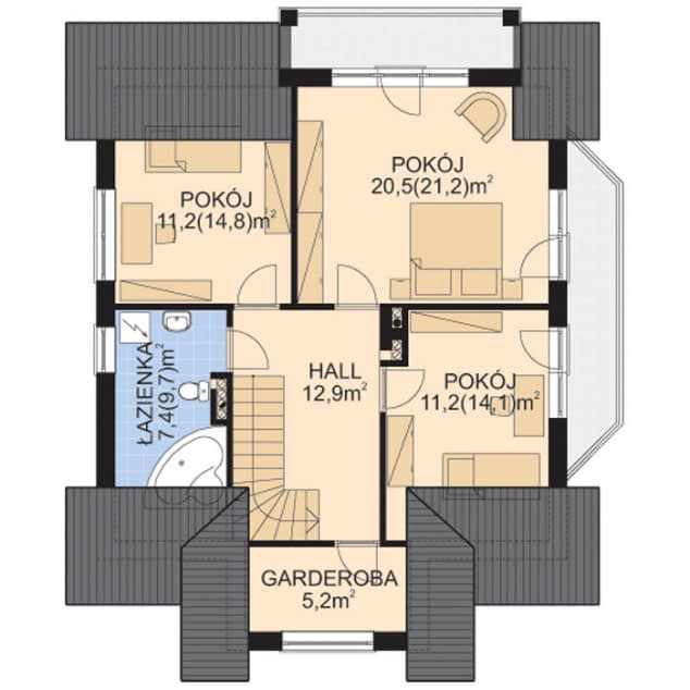 Rzut projektu APS 102 - Poddasze