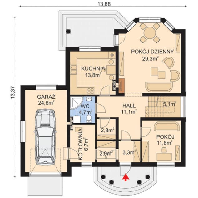 Rzut projektu APS 104 - Parter