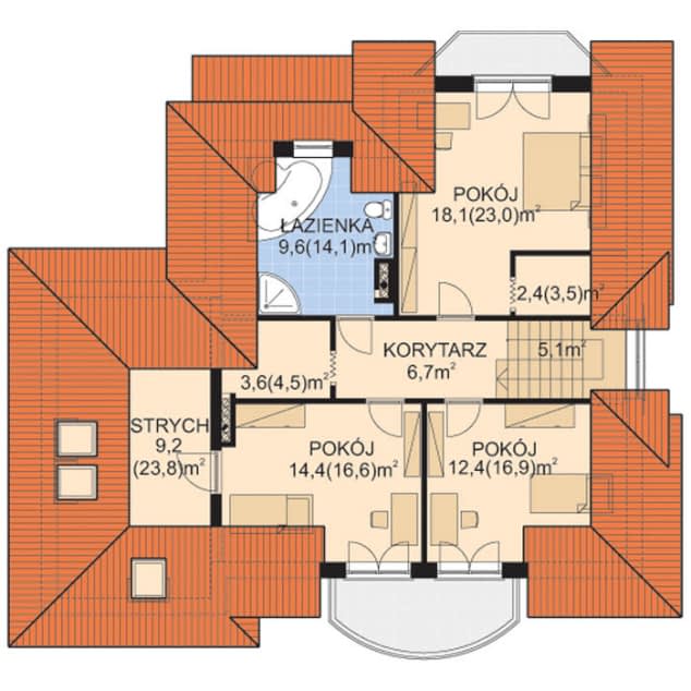 Rzut projektu APS 104 - Poddasze