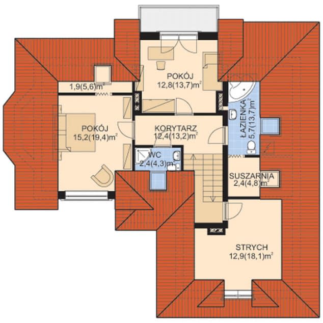 Rzut projektu APS 129 - Poddasze