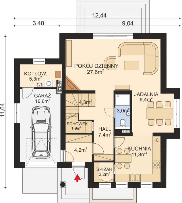 Rzut projektu APS 148 NEW - Parter