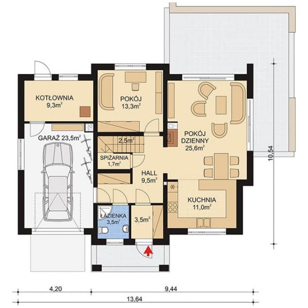 Rzut projektu APS 212 - Parter
