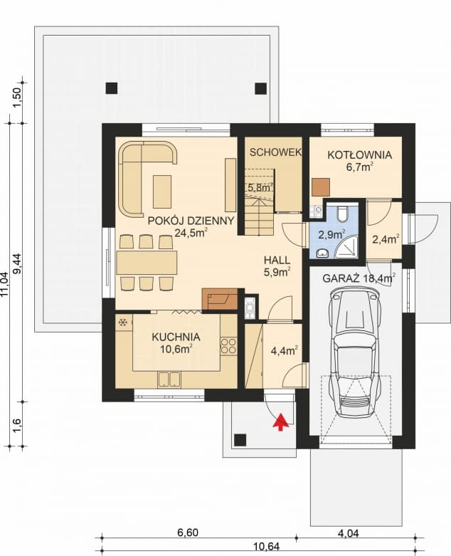 Rzut projektu APS 188 wariant 2 - Parter