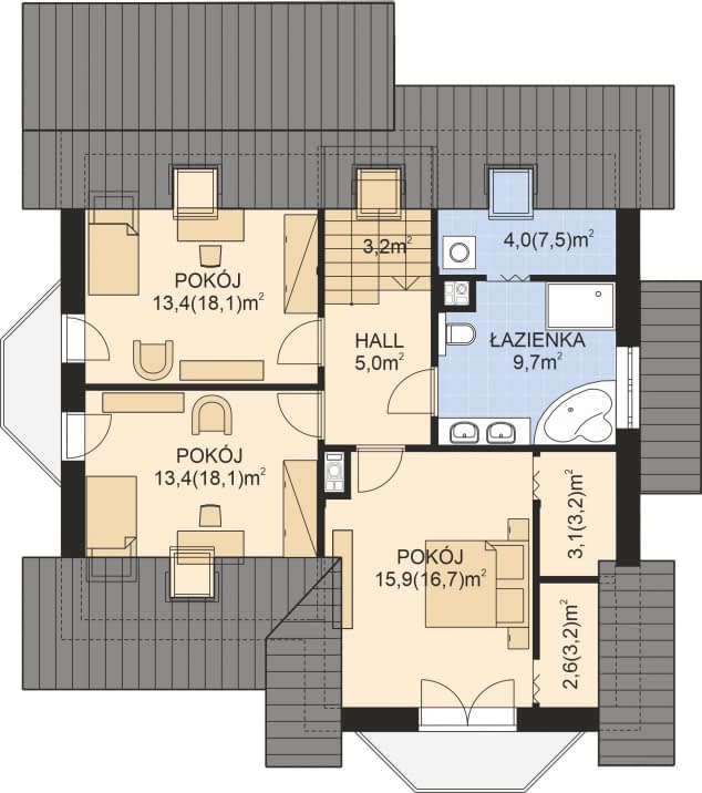 Rzut projektu APS 188 - Poddasze