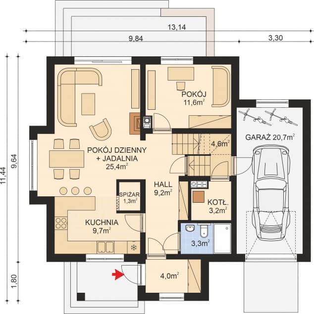 Rzut projektu APS 126 NEW - Parter