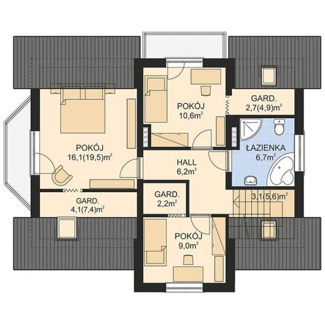 Rzut projektu APS 128 - Poddasze