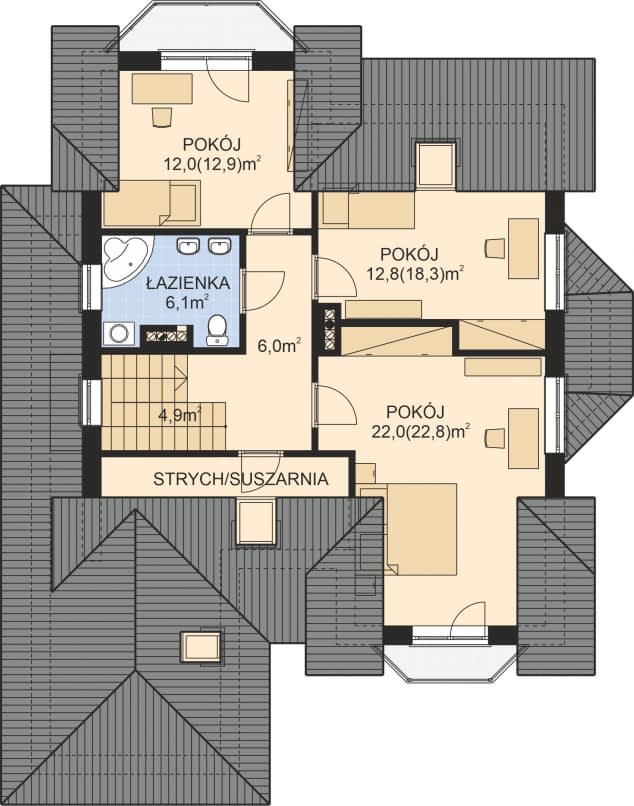 Rzut projektu APS 130 - Poddasze