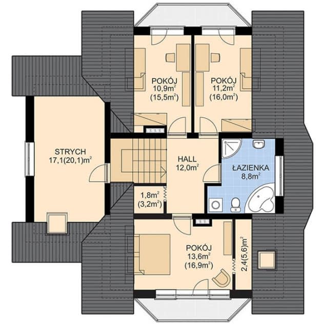 Rzut projektu APS 131 - Poddasze
