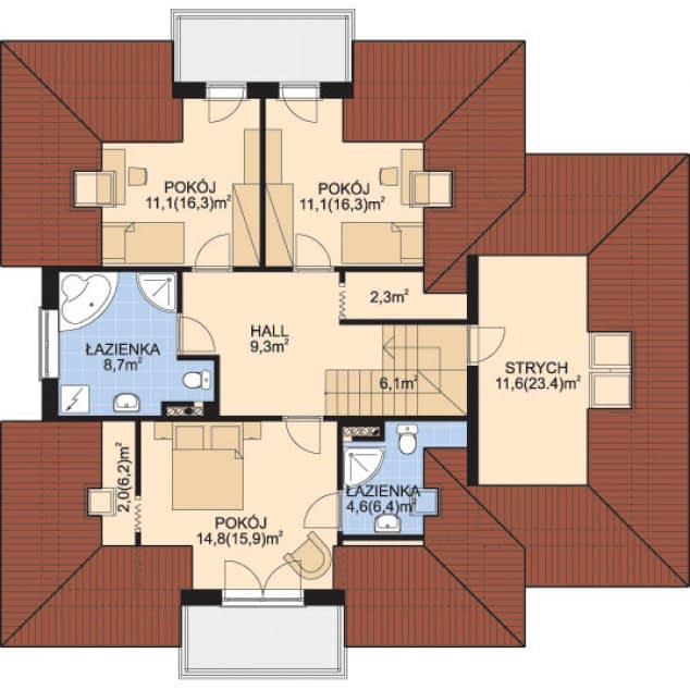 Rzut projektu APS 136 - Poddasze