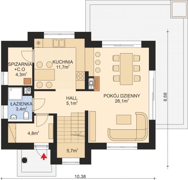 Rzut projektu APS 141 NEW - Parter