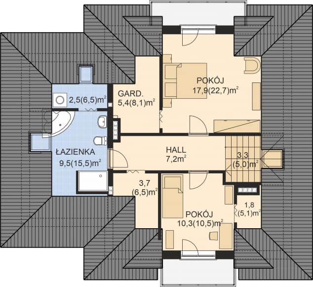 Rzut projektu APS 157 - Poddasze