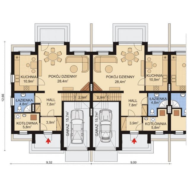 Rzut projektu APS 158 - Parter